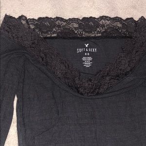 American Eagle grey off the shoulder bodysuit